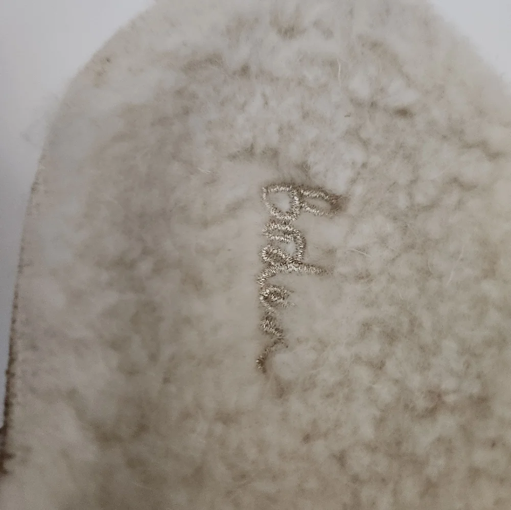 Boden tan suede faux fur cozy slippers footbed sandals slide women size 41